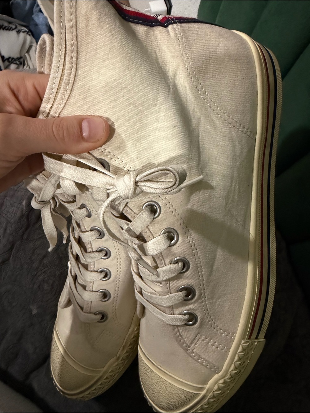 Classic Canvas High-Top Sneakers in Cream